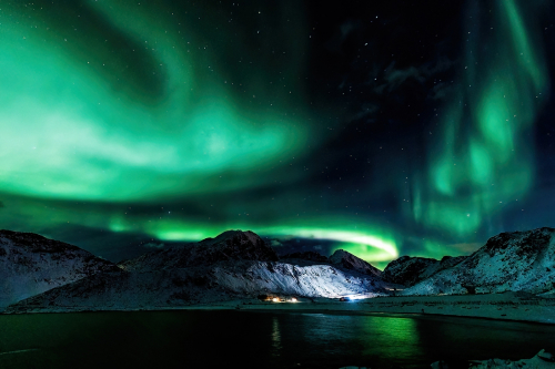 Aurora Over Haukland Beach Lofoten by Keith Snell